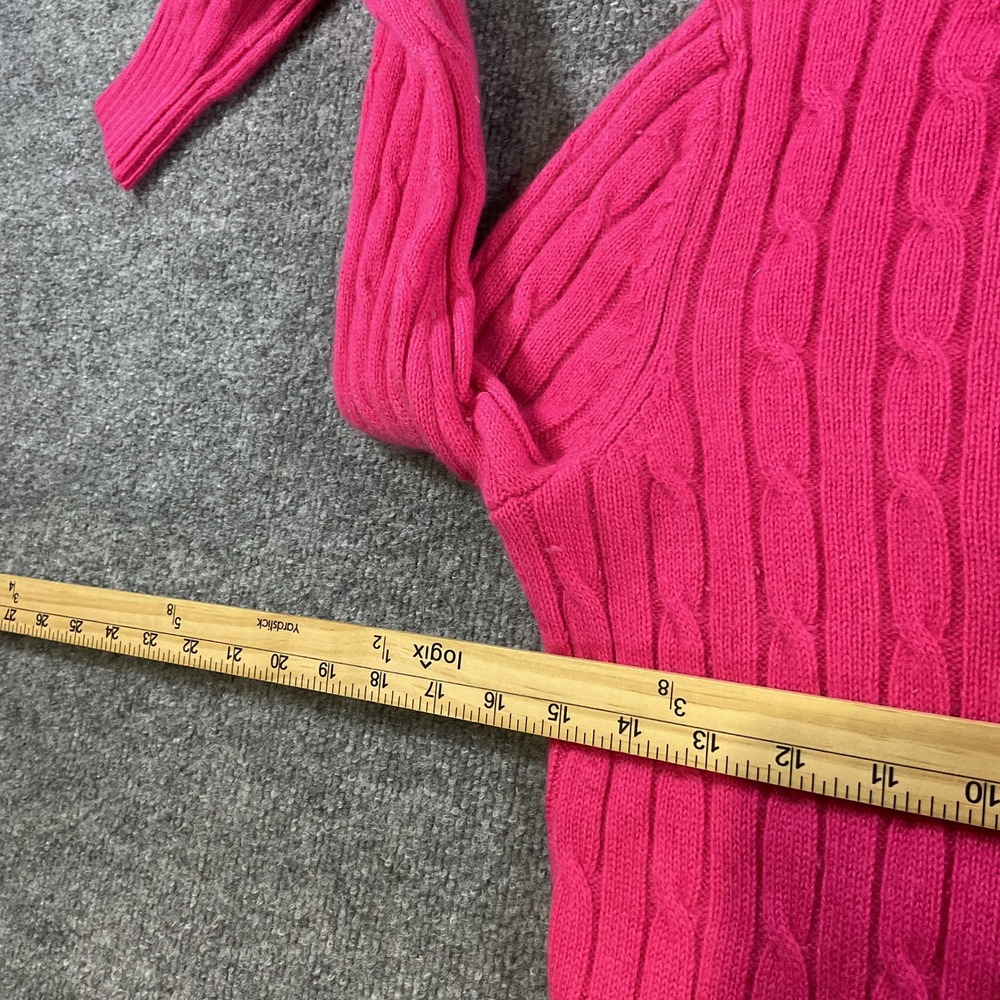 Vineyard Vines Womens Hot Pink 100% Cashmere Cable Knit Crew Neck Sweater Small - Picture 9 of 10